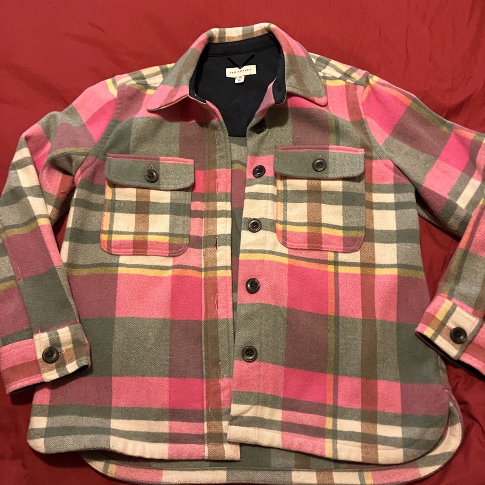 Women's Plaid Button Down Shirt-Jacket